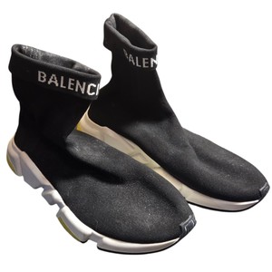  Balenciaga Mens Black Knit Sock Sneakers White Yellow Chunky Sole Size EU 44 US 10