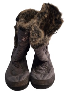 Columbia Womens Waterproof Winter Snow Boots Gray Faux Fur Trim Size 9.5
