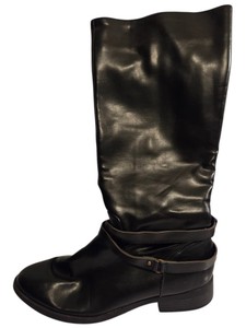 Chaps Jeri Womens Size 9B Black Knee High Riding Boots Side Zip Buckle Straps