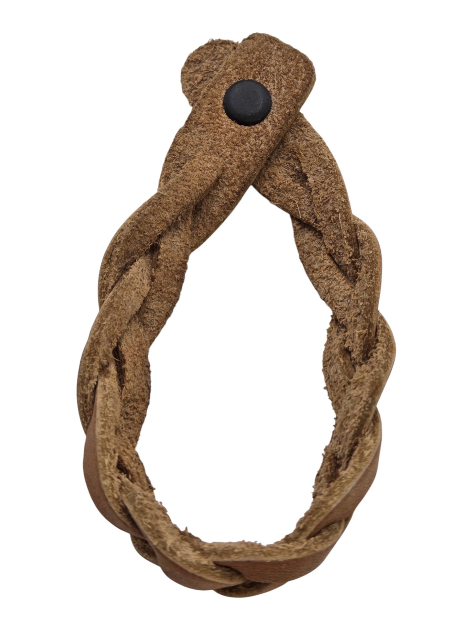 Brown Braided Leather Bracelet with Snap Closure