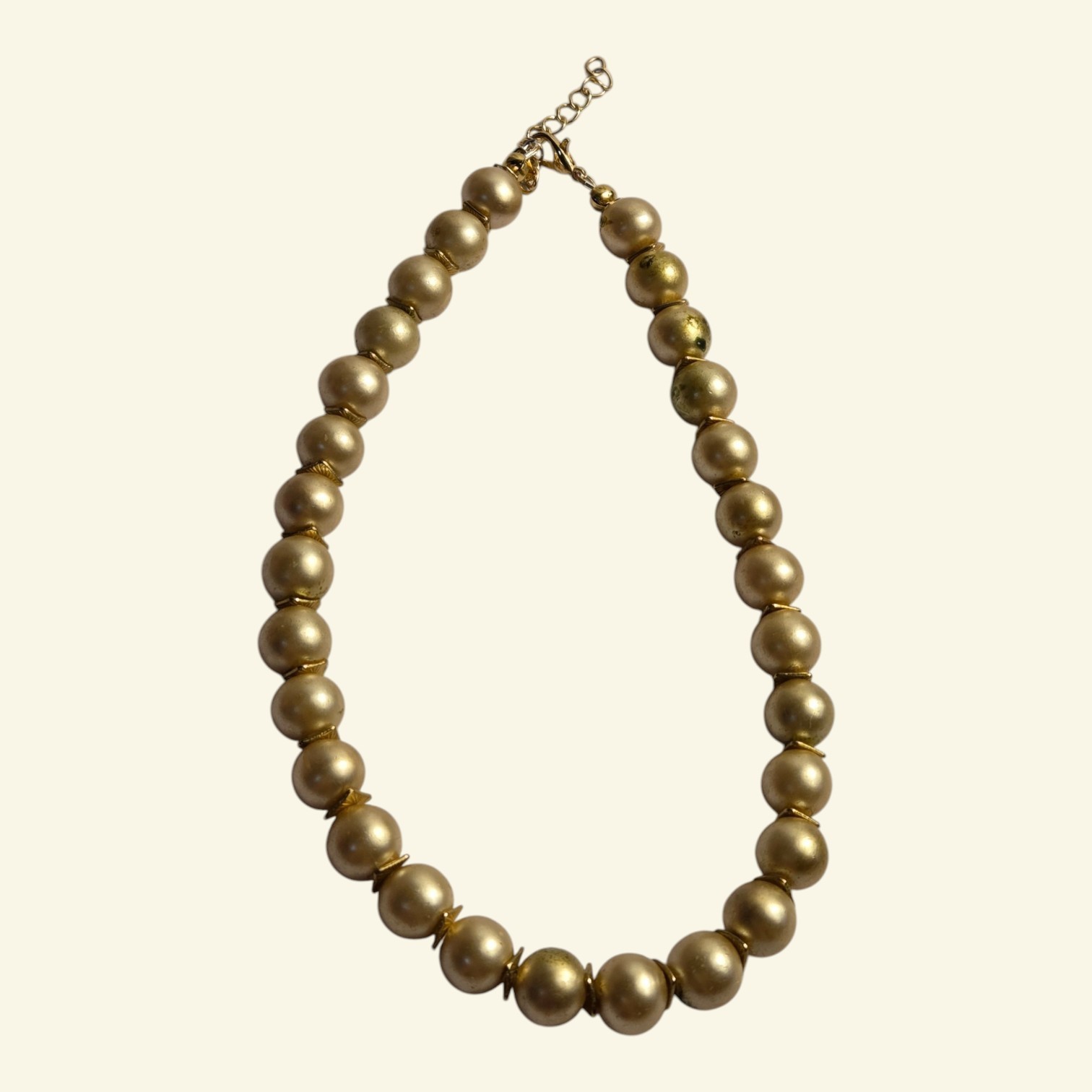 Gold-Tone Graduated Round Bead Statement Necklace with Extension Chain