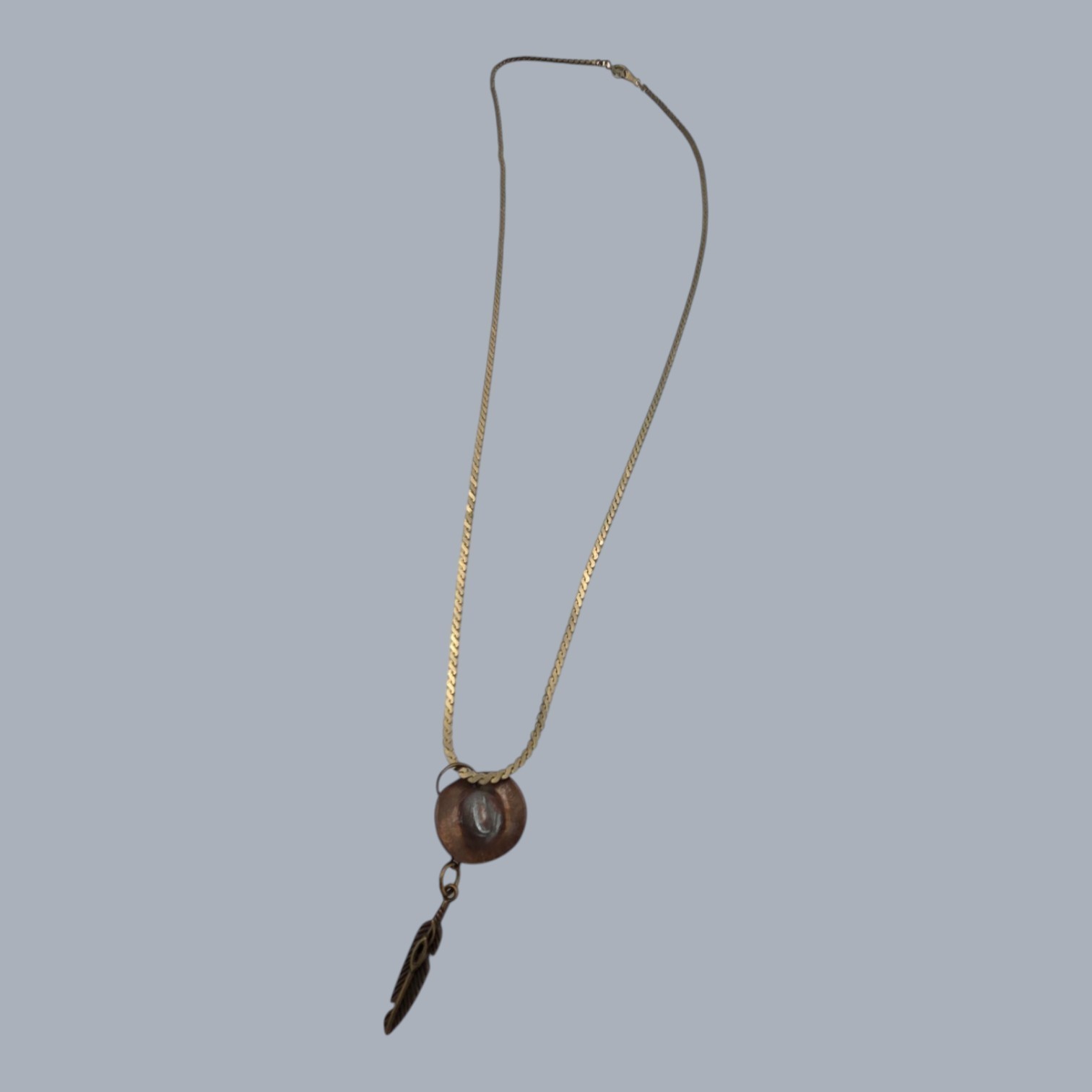 Western Cowboy Hat & Feather Altered Penny Pendant Necklace