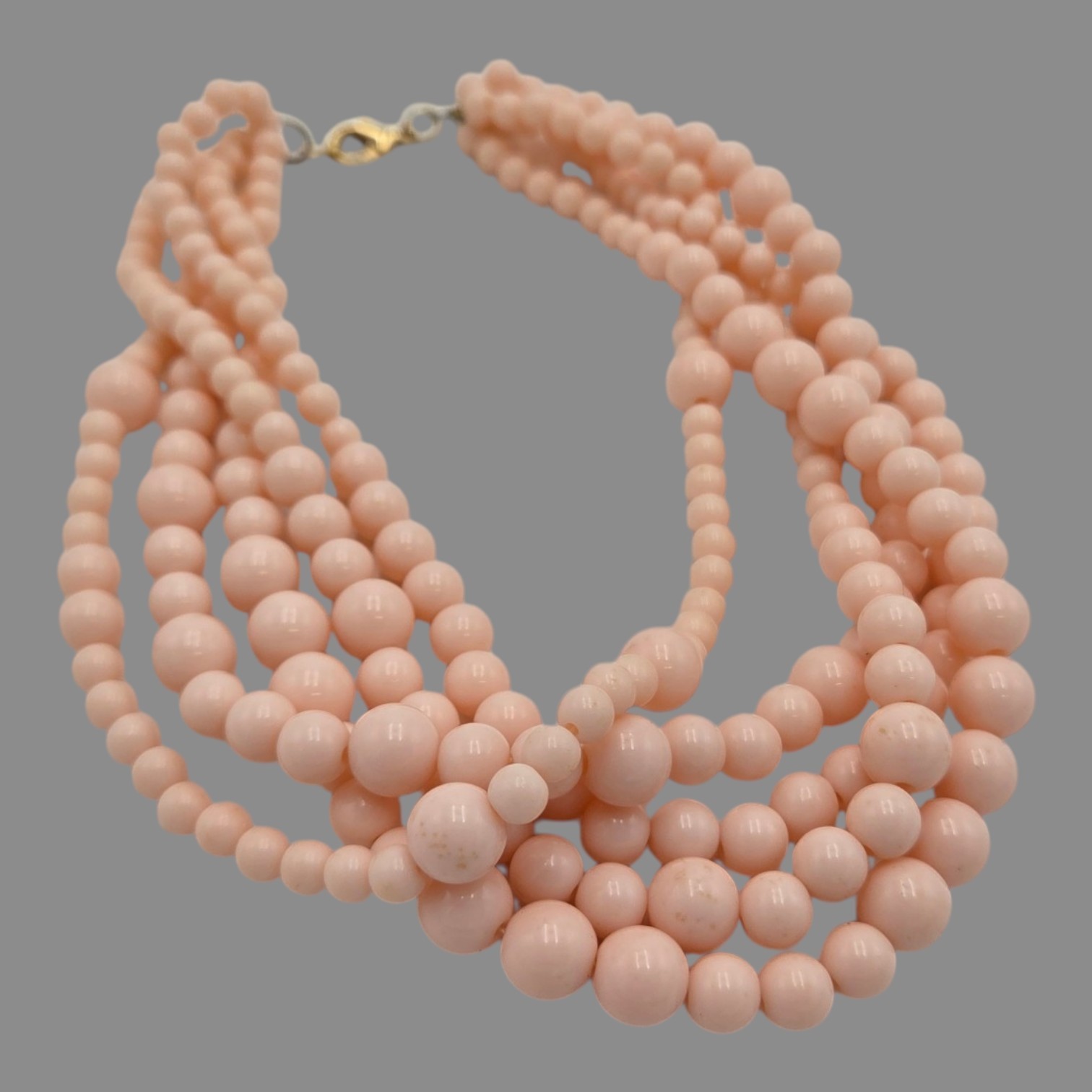 Pale Pink Multi-Strand Graduated Bead Statement Necklace