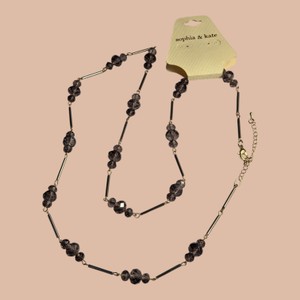 Sophia & Kate Long Gray Faceted Bead & Metal Bar Necklace