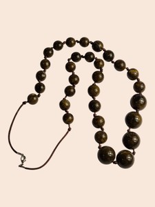 Graduated Brown & Golden Marbled Round Bead Necklace