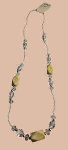 White, Clear & Yellow Beaded Necklace with Faceted Accent Beads