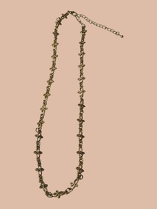Gold-Tone Floral Link Necklace with Adjustable Extension Chain