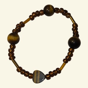 Brown Beaded Bracelet with Tiger Eye-Style Accent Beads