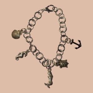 Gold-Tone Nautical Charm Bracelet  Mermaid, Seahorse, Turtle, Anchor & Shell