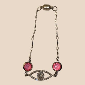 Gold-Tone Evil Eye Bracelet with Pink & Clear Rhinestones  Magnetic Clasp