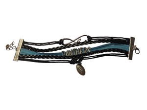 Panthers Football Multi-Strand Black & Blue Charm Bracelet