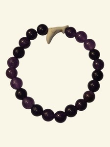 Purple Beaded Stretch Bracelet with White ToothFang Accent