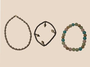 Lot of 3 Beaded Necklaces  Gold-Tone, Gray Pendant & Pastel Multicolor