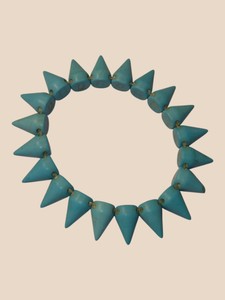 Turquoise Blue Spike Bead Statement Necklace  Cone Shaped Beads