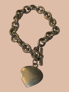 Gold-Tone Chunky Chain Bracelet with Heart Charm & Toggle Clasp