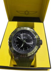Retail Value $249.00 Invicta Aviator 49664 Mens Quartz Watch w Box - Green Band & Black Dial