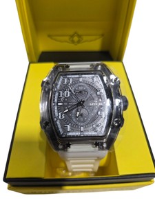 Invicta Watch 48719 Clear Case White Strap  New In Box With Tags