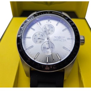 Invicta Aviator 48855 Mens Chronograph Watch Silver Dial Black Strap - New with Box