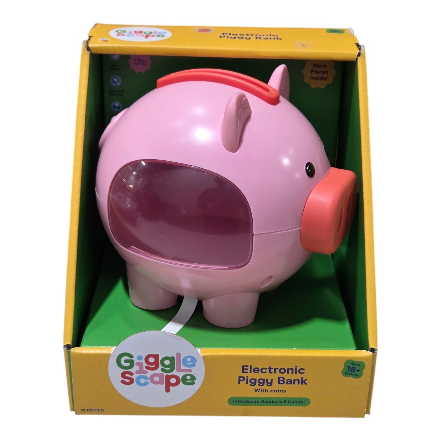 Giggle Scape Electronic Piggy Bank with 10 Coins  11 Pieces, Ages 18 Months