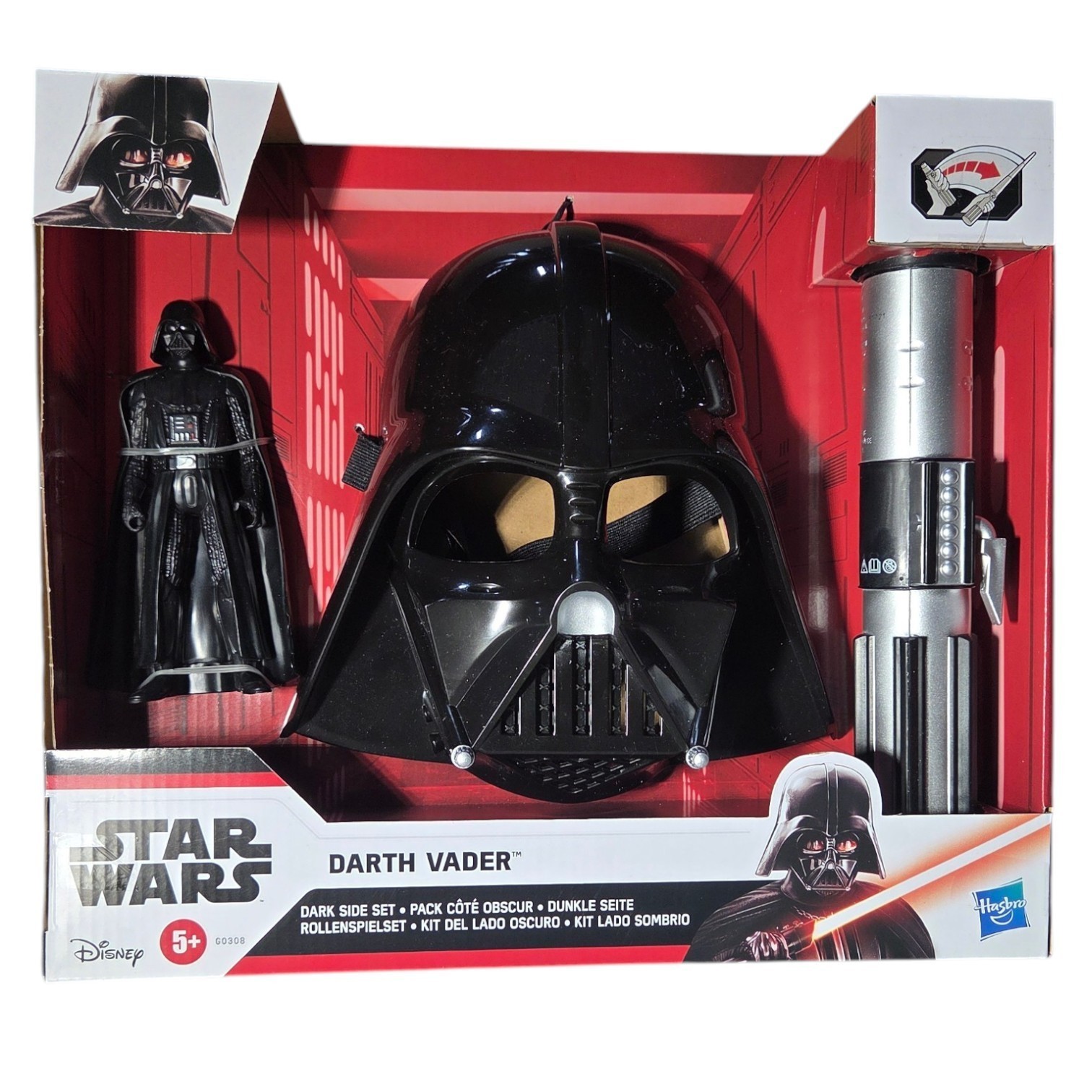 Star Wars Dark Side Role-Play Set  Mask, Lightsaber & Figure  Hasbro Open Box