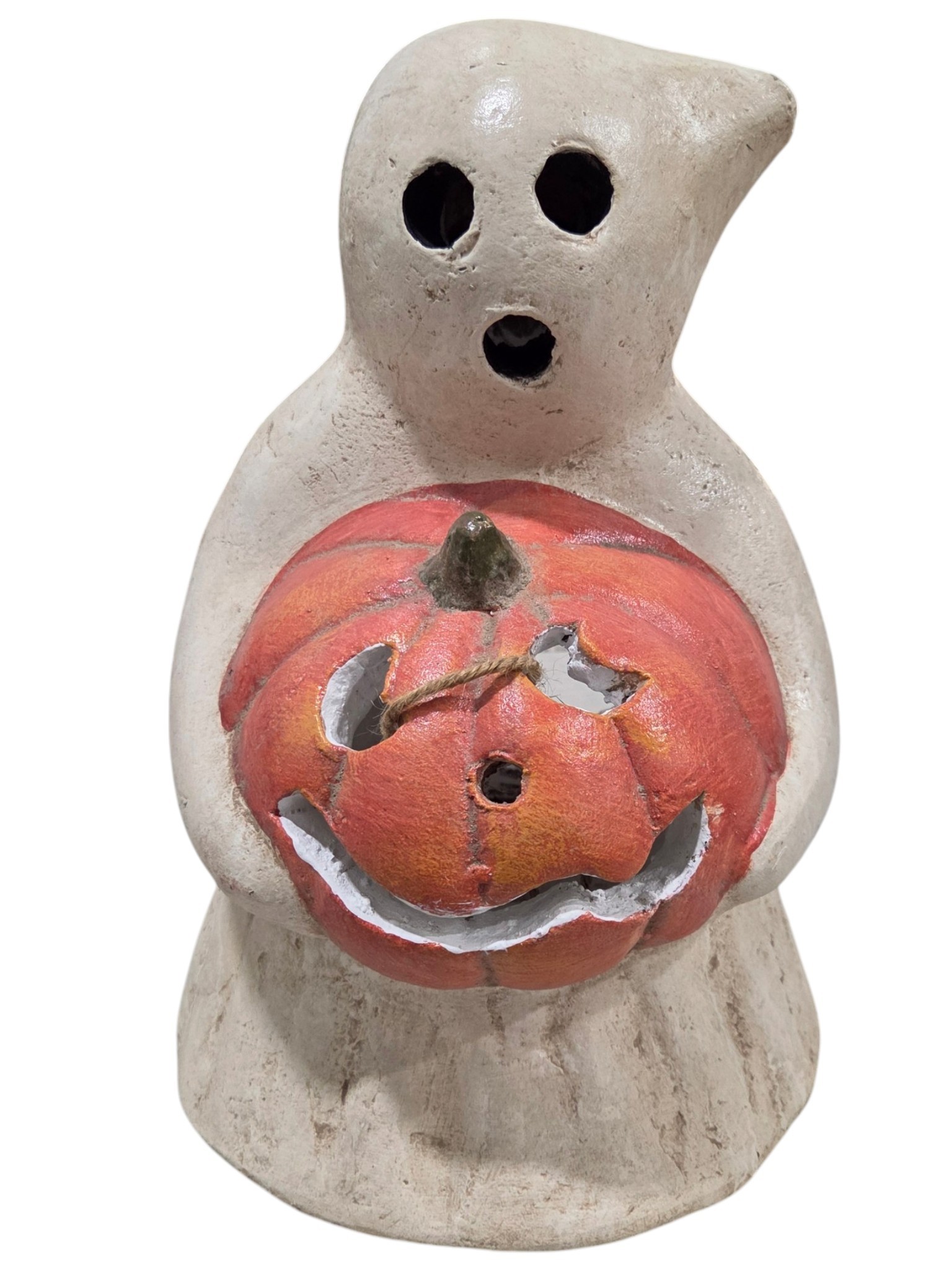 Heavy Cast Ghost Holding Jack-O-Lantern Halloween Decoration  Approx. 14 Tall