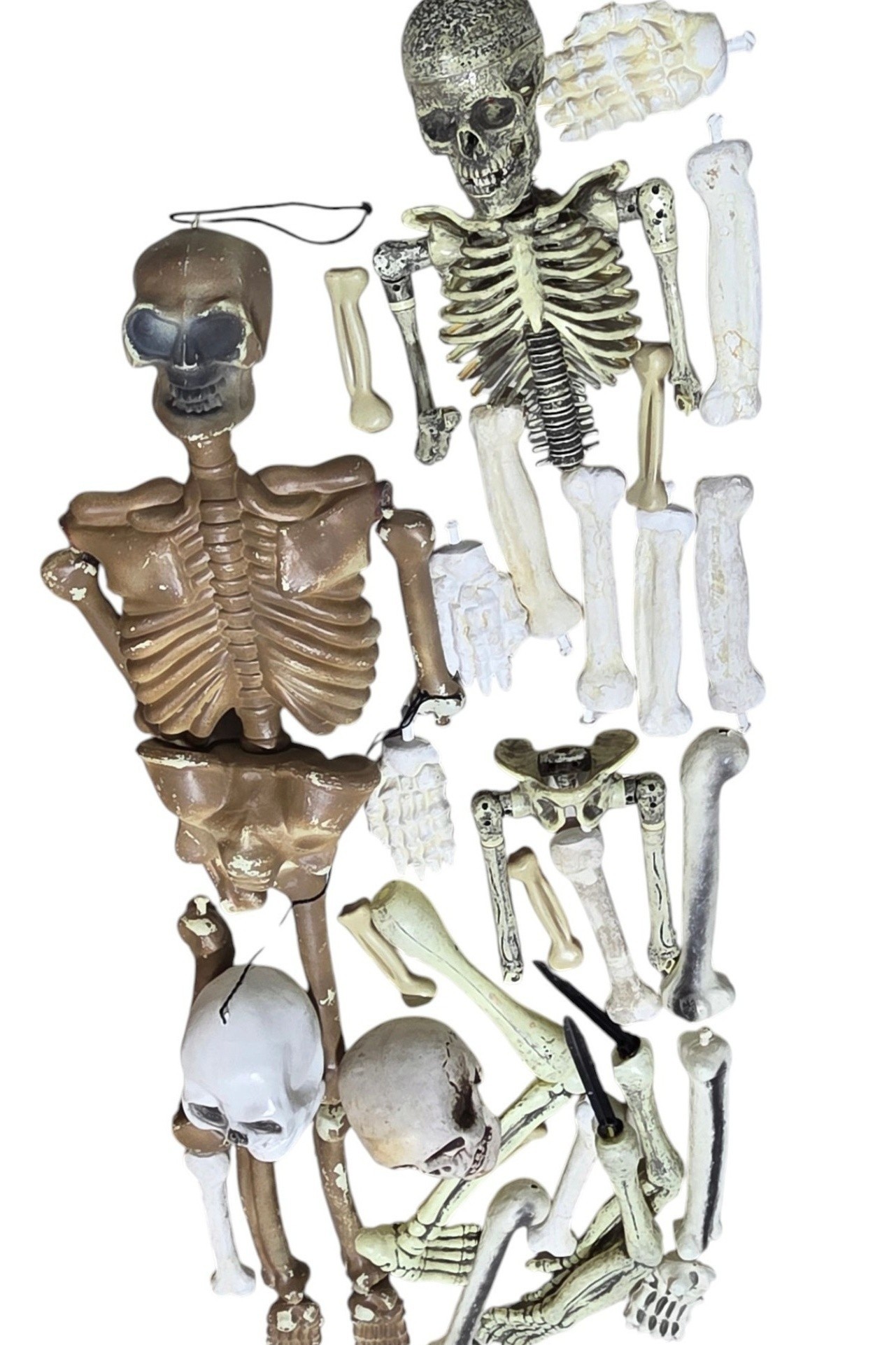 Lot of Halloween Skeleton Bones & Skull Decorations  Assorted Parts  Incomplete