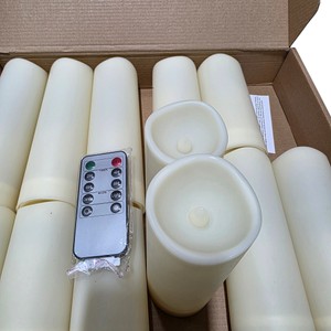 Set of 12 Flameless LED Candles with Remote Control  Ivory Battery Operated
