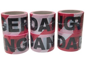 Lot of 6 Rolls Premium DANGER Barricade Tape  3 x 300 Ft RedWhite