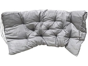 Gray Tufted Outdoor BenchSwing Cushion with Tie Straps