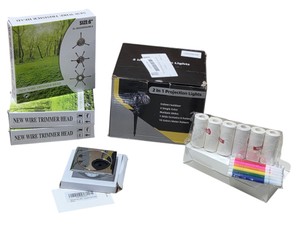 Mixed Lot - Wire Trimmer Heads, 2-in-1 Projection Light, Cable Grommet & Photo Paper Rolls