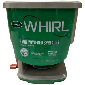 Scotts Whirl Hand-Powered Spreader  Feed Seed Weed Melt Adjustable Settings