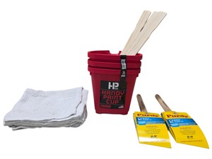 Purdy 2.5 White Bristle Paint Brushes & Handy Paint Cup 3-Pack w Rags