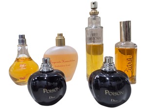 Lot of 6 Perfume Bottles Dior Poison, White Diamonds, Ciara, Can Can & Forbidden Fruit