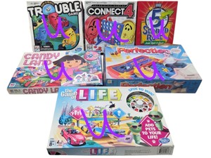 Lot of 6 Family Board Games Trouble Connect 4 Perfection Candy Land Life 5 Second Rule