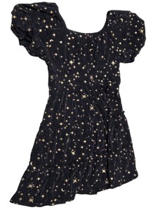 Speechless Girl Black & Gold Celestial Star Moon Dress Size S  NWT $60