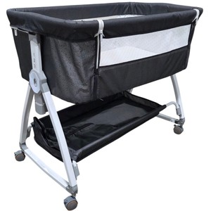 Adjustable Bedside Sleeper Bassinet w Drop-Down Mesh Side, Wheels, Storage Shelf & Carry Bag