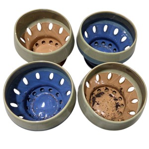 Lot of 4 Glazed Ceramic Orchid Flower Pots Planters with Saucers  Ventilated Design