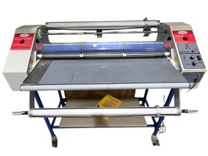 LEDCO EHR44 44 Commercial Hot Roll Laminator  Mounter  Wide Format Print & Sign Shop Machine w Stand, Foot Pedal & Roll Mandrels
