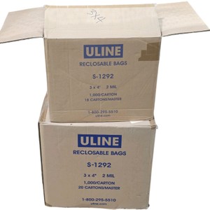 30,000 ULINE S-1292 3 x 4 2 Mil Reclosable Plastic Bags