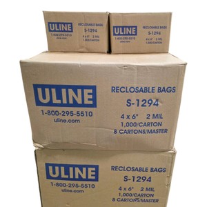 18,000 ULINE S-1294 4 x 6 2 Mil Reclosable Plastic Bags  18 Cartons