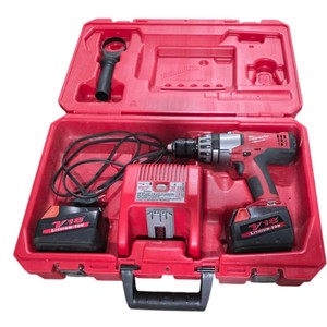 Milwaukee V18 18V Cordless Hammer Drill Kit w 2 Lithium-Ion Batteries, Charger & Case