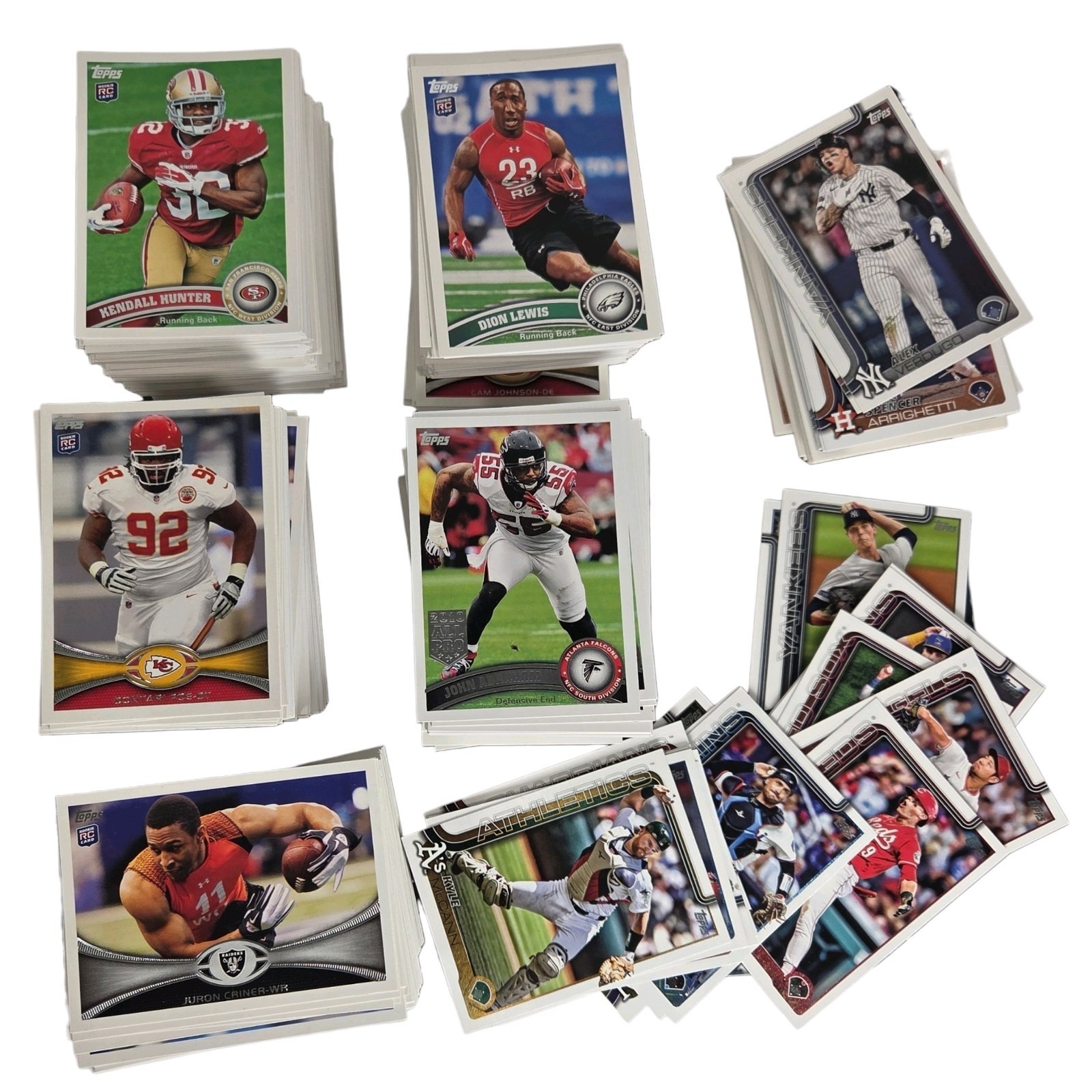 Approx. 3 lb 4 oz Topps Football & Baseball Trading Card Bulk Lot RCs Mixed Years