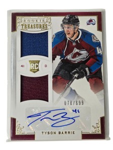 2012-13 Panini Rookie Anthology Tyson Barrie Rookie Treasures Auto Dual Jersey 699