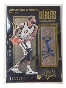 2015-16 Panini Black Gold Jonathon Simmons Grand Debuts Signatures Auto 199 RC