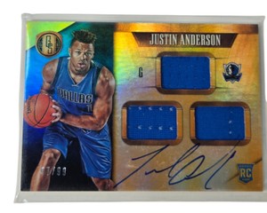 2015-16 Panini Gold Standard Justin Anderson Rookie Triple Jersey Auto 99 RC #283