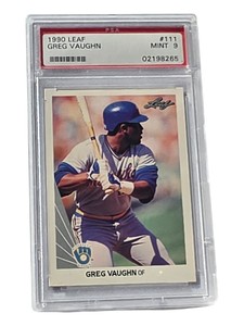 1990 Leaf Greg Vaughn #111 Baseball Card  PSA 9 Mint