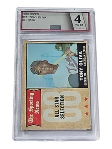 1968 Topps Tony Oliva #371 All Star Selection  Graded 4 VG-EX Minnesota Twins