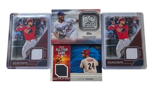 Lot of 4 Topps Baseball RelicPatch Cards  Dylan Crews x2, Chris Young & Clayton Kershaw