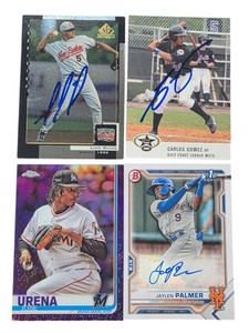 Lot of 4 Baseball Cards  Jaylen Palmer 1st Bowman Auto, Jose Urena 299, Rivas & Gomez Signed