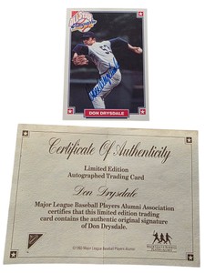 1993 Nabisco All-Star Autographs Don Drysdale Signed Baseball Card w COA